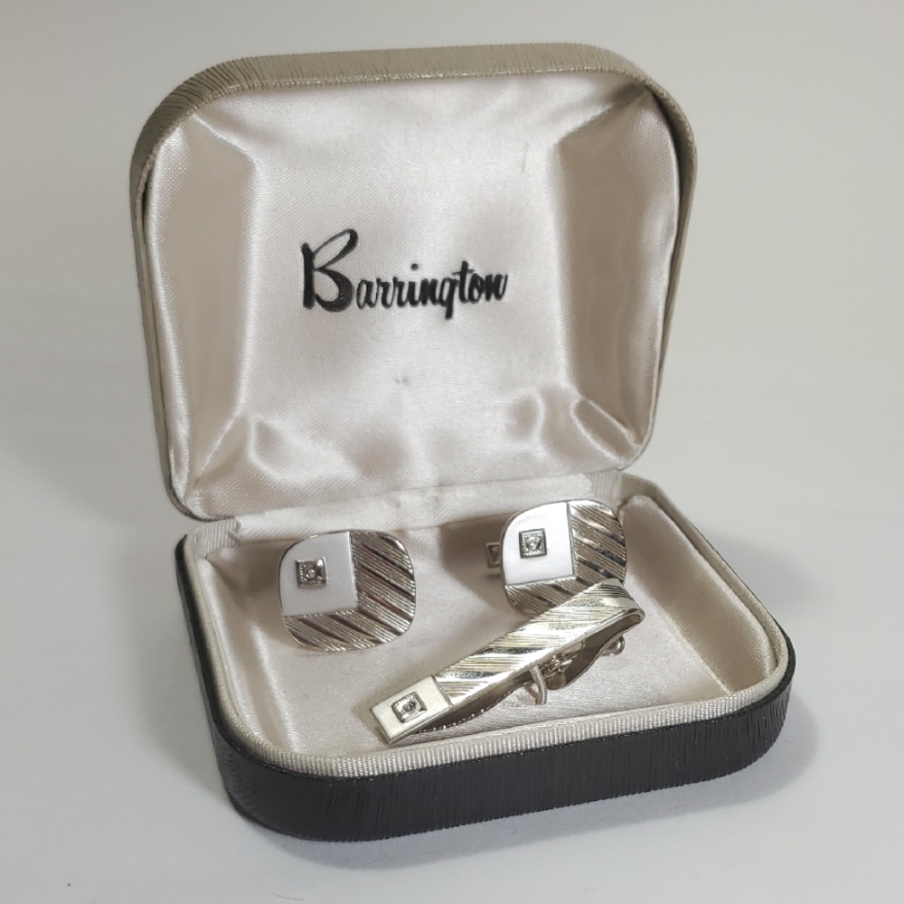 Vintage Barrington Cuff Link and Tie Clip Set